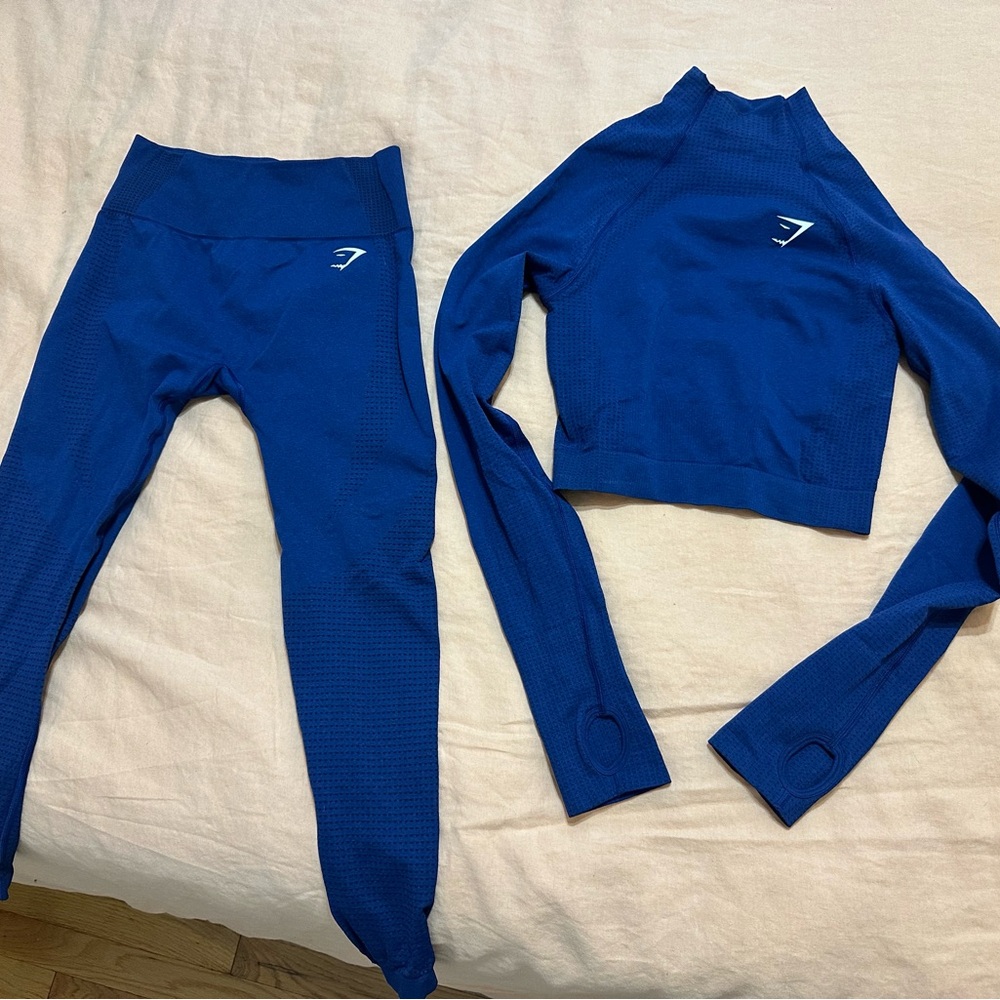 Blue GymShark Athletic Set with Logo